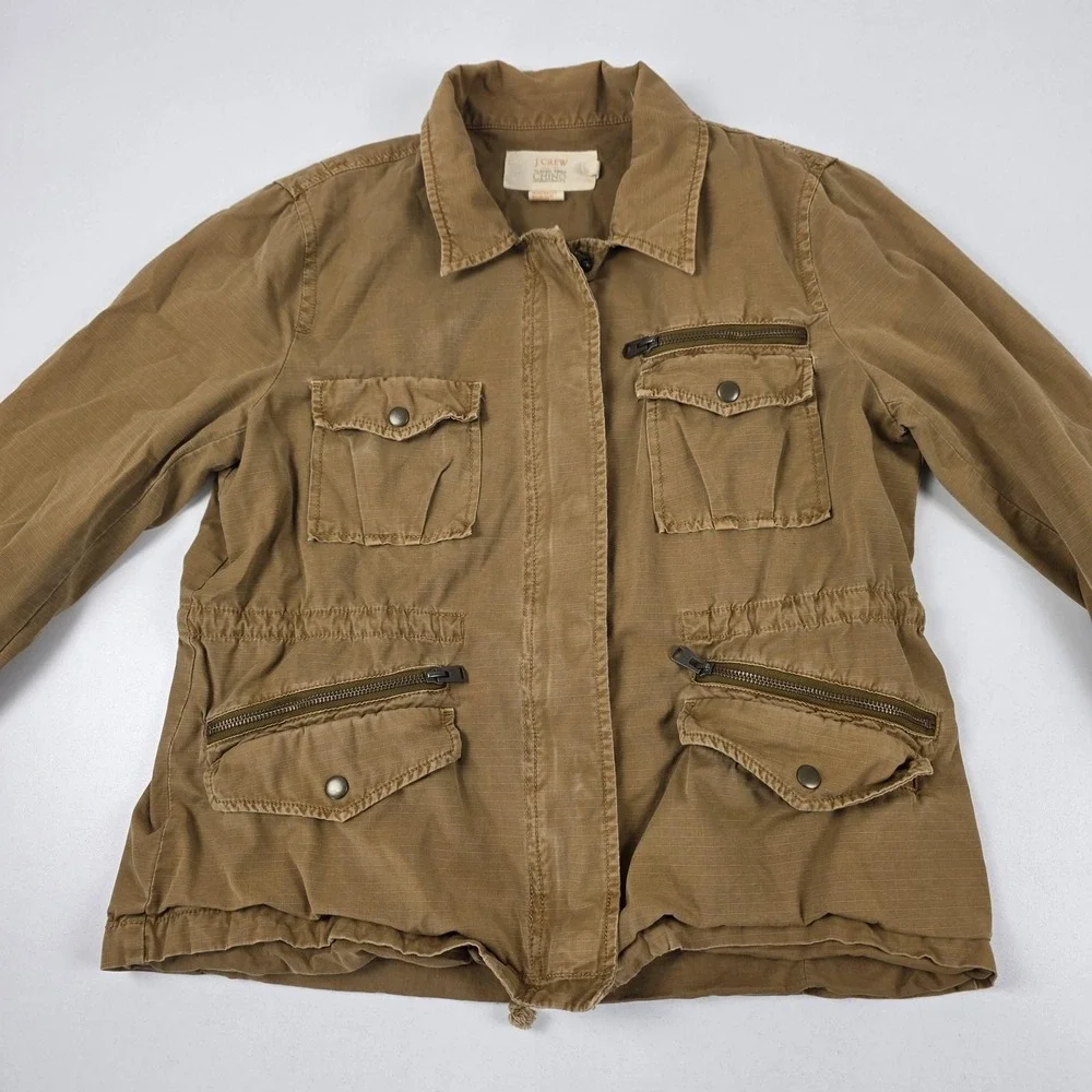 J.Crew Classic Twill Chino Jacket Mens Medium Brown Cotton Military Field Canvas